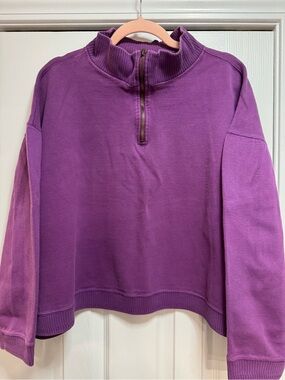 Coldwater Creek Purple Half-Zip Funnel Neck Sweatshirt